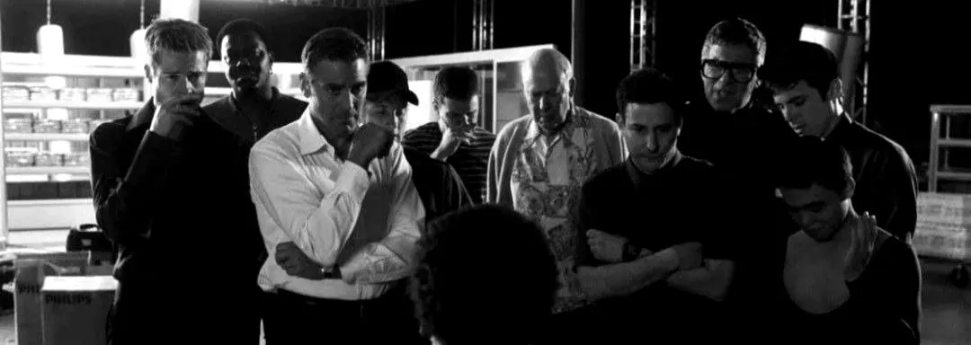 The crew watching something intently